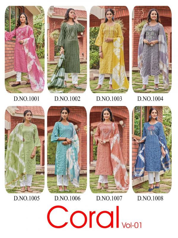 Ft Coral Vol 01 Fancy Rayon Kurti With Pant And Dupatta Collection